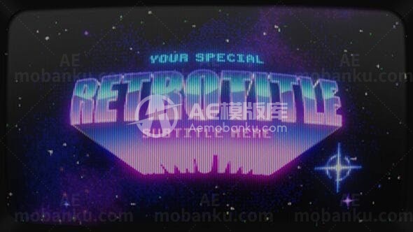 电音复古像素效果揭示片头AE模板