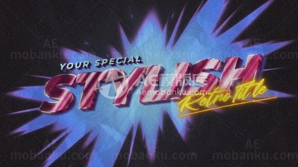 电音复古漫画爆炸效果片头揭示标志AE模板