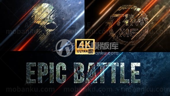 史诗战斗流行雨冲击揭示标志展示AE模板