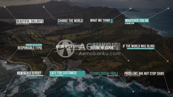 创意动态呼出线文字标题AE模板