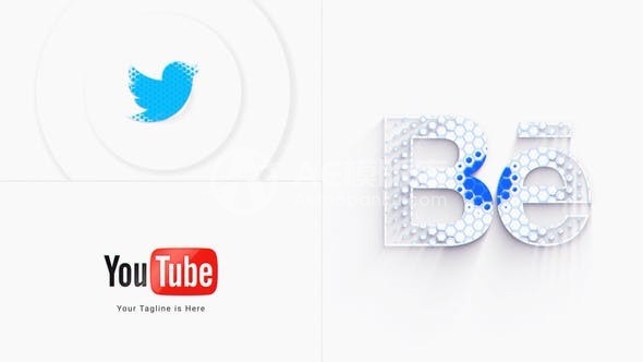 动态轮廓勾线简单标志展示AE模板