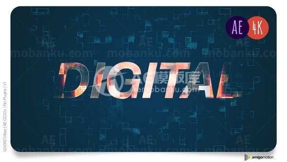 数字标志冲击波效果展示AE模板