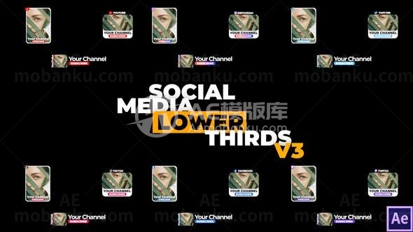 现代风格社交媒体字幕包AE模板