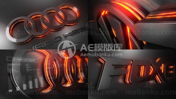 霓虹开启发光三维标志展示AE模板