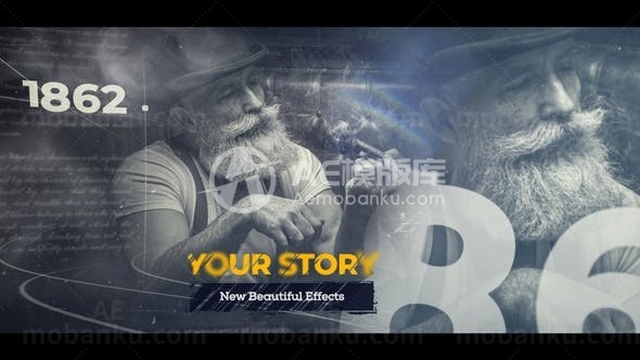 时间线历史变迁图片展示幻灯片AE模板