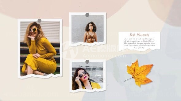 撕纸边框效果优雅照片幻灯片AE模板