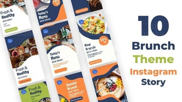 手机端早午餐美食宣传促销AE模板