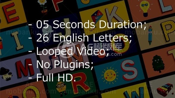 卡通风格动画字母展示AE模板