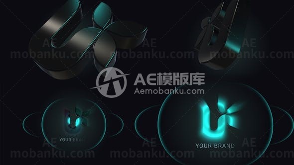 三维旋转冲击揭示标志展示AE模板