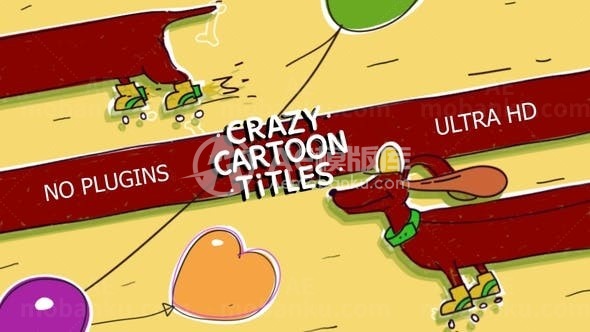 卡通平原动画效果文字标题AE模板