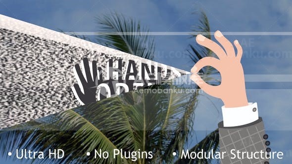 手势揭示动感文字标题展示AE模板