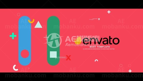 简洁多彩图形元素叠加片头AE模板