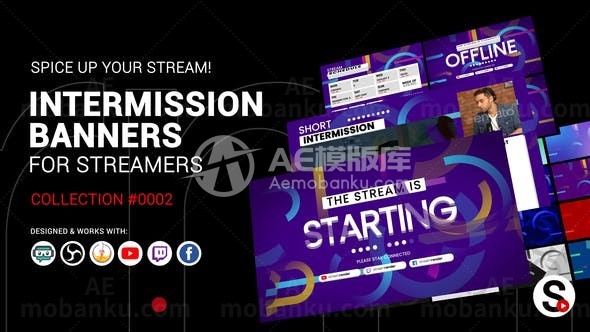 主播中场休息大标题横幅字幕展示AE模板