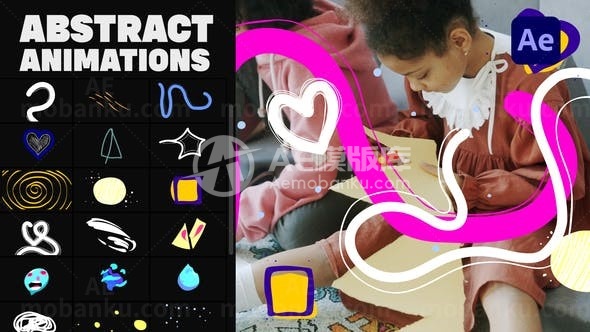 抽象流体线条动画元素展示AE模板