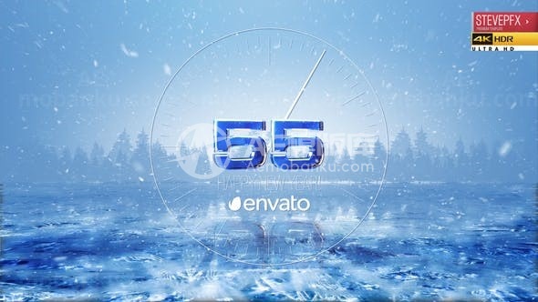 冰面之上冰花效果倒计时展示AE模板