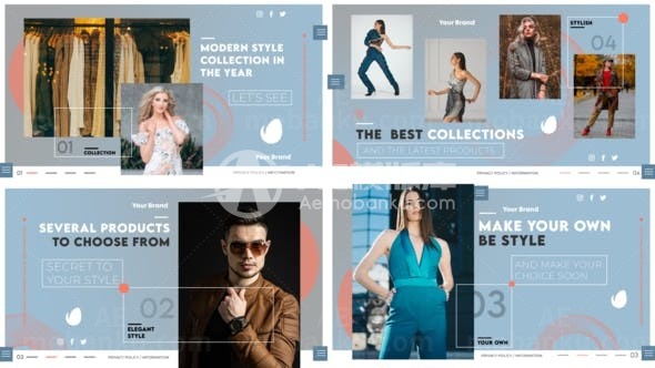 活力时尚快速节奏时装图片展示片头AE模板