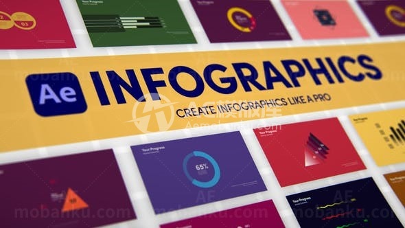 动态多彩数据信息统计图表展示AE模板