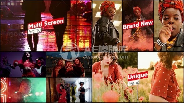 快速踏脚节奏分屏视频展示AE模板