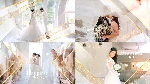 优雅粒子效果婚礼照片幻灯片AE模板