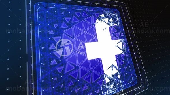 三角面层叠轮廓勾线标志展示AE模板