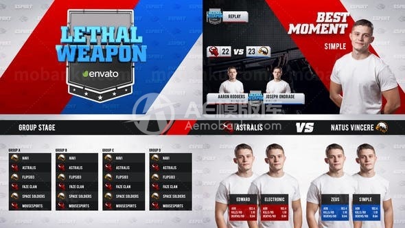 电子竞技锦标赛队员场景展示宣传AE模板