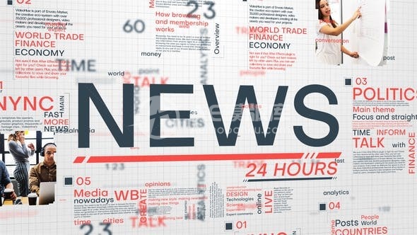 新闻24小时频道栏目片头包装展示AE模板