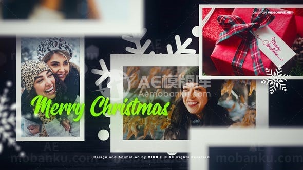 欢乐圣诞照片换幻灯片展示片头AE模板