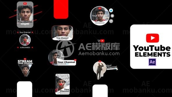 播主个人图片信息展示元素包AE模板