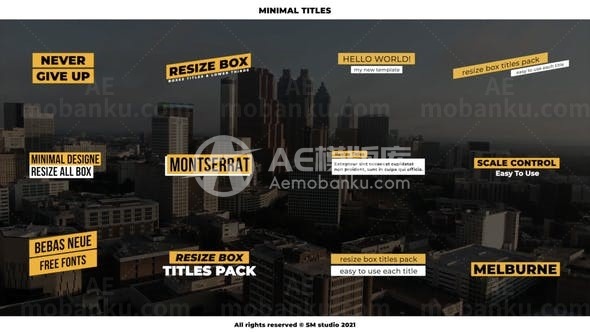 单色背景简洁文字标题字幕条AE模板