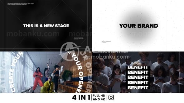 动感简洁版式片头文字字幕条AE模板