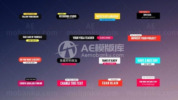 简约动态文字标题字幕包展示AE模板