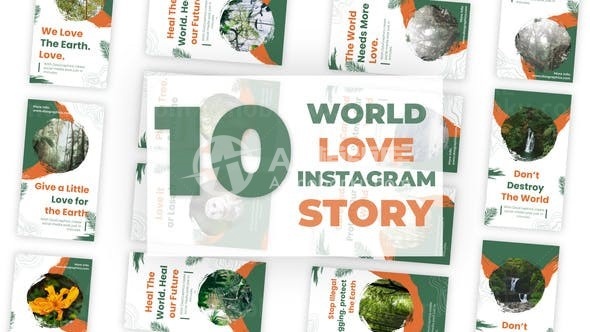 手机端绿色地球日图片视屏展示AE模板