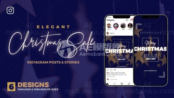 手机端圣诞快乐图片视频展示AE模板