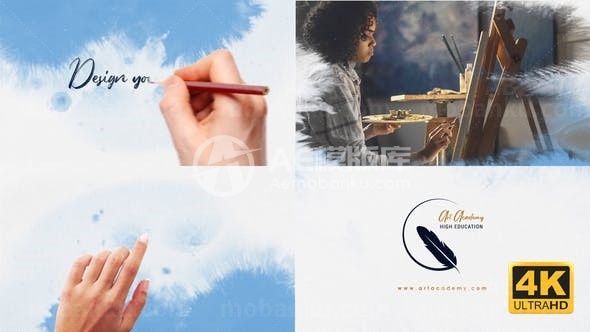 水墨标志动感切换手写字体片头AE模板