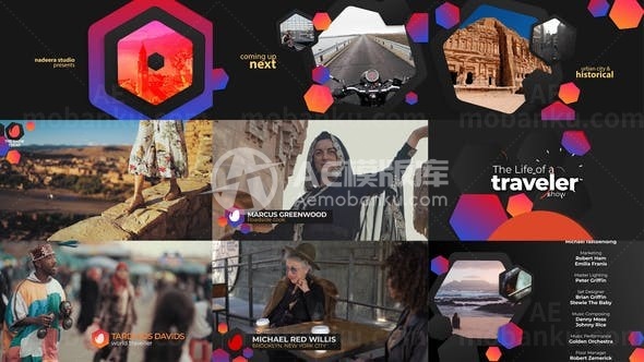 动感六边形栏目视窗展示图片视频AE模板