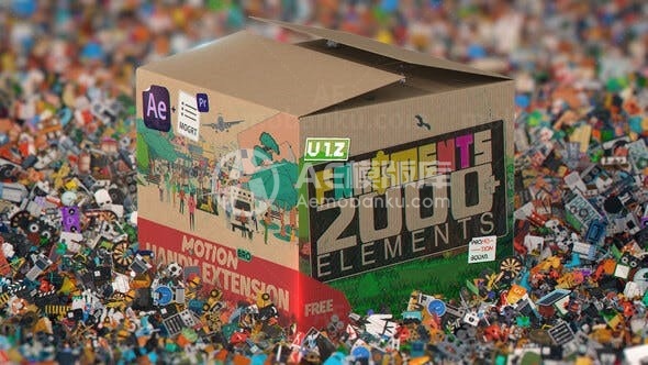 卡通风格2D动画元素包展示AE模板