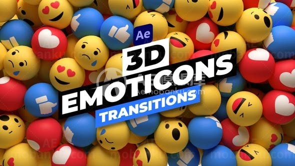 三维球堆积效果表情转场过渡AE模板