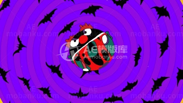 卡通风格万圣节节日庆典标志AE模板