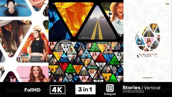 三角面照片墙揭示标志展示AE模板