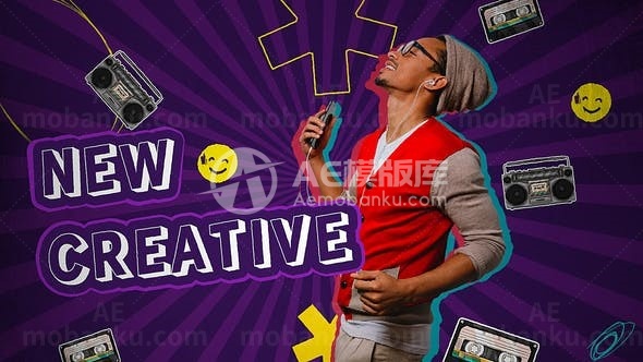 笔刷涂鸦切换效果音乐频道栏目片头AE模板