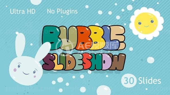 气泡漂浮视窗效果照片幻灯片AE模板