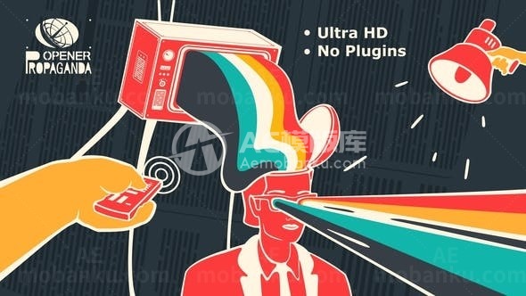 抽象卡通脑壳灌水效果动画片头AE模板