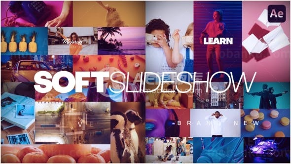 快速节奏网格画廊切换动态幻灯片AE模板