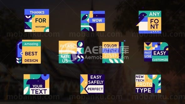 彩色创意文字标题字幕动态展示AE模板