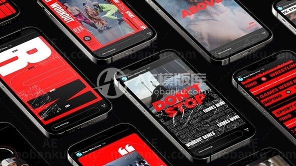 手机端快速节奏体育运动包AE模板