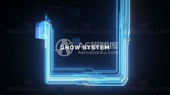 发光科技成长文字标志展示AE模板