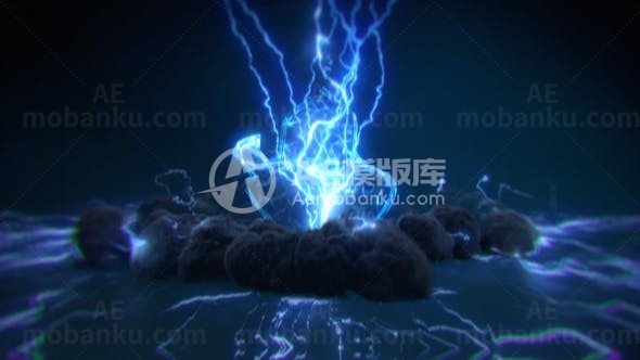 闪电发光雷击揭示标志展示AE模板