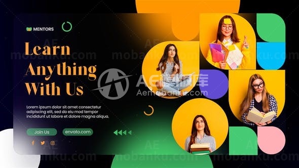 现代教育多彩动态图形背景幻灯片AE模板