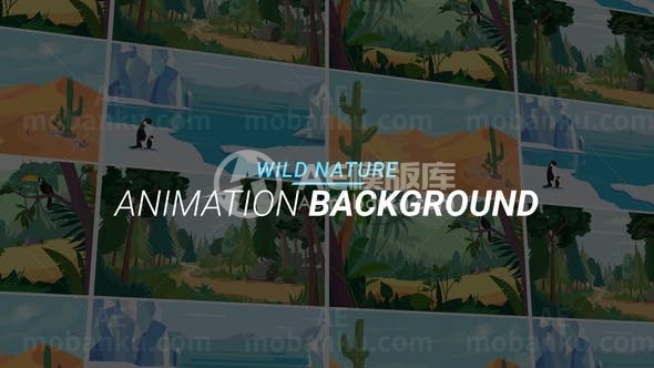 野生自然-平面图形动画背景AE模板