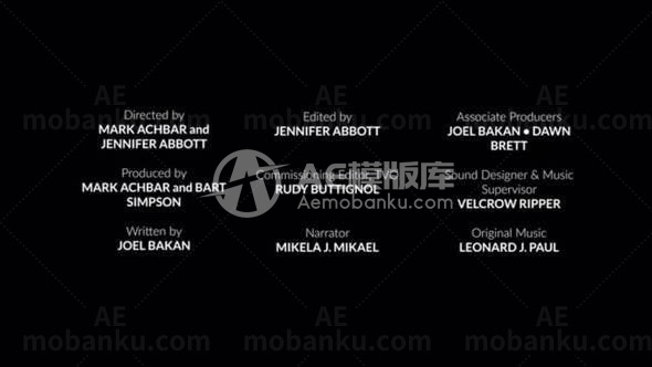 电影文字列表滚动AE模板